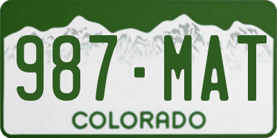 CO license plate 987MAT