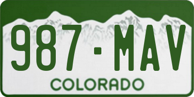 CO license plate 987MAV