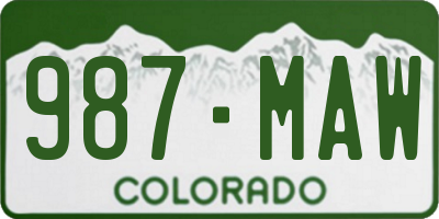 CO license plate 987MAW