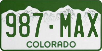 CO license plate 987MAX