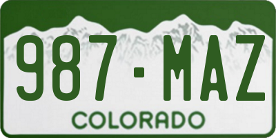 CO license plate 987MAZ