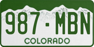 CO license plate 987MBN