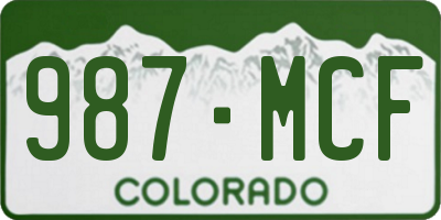 CO license plate 987MCF
