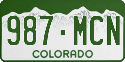 CO license plate 987MCN
