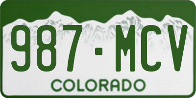 CO license plate 987MCV