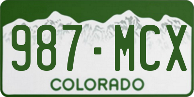 CO license plate 987MCX