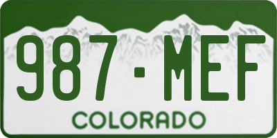 CO license plate 987MEF