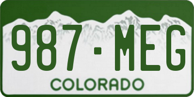 CO license plate 987MEG