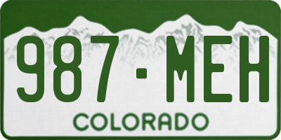 CO license plate 987MEH