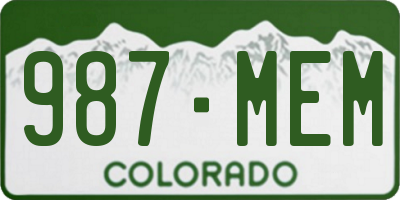 CO license plate 987MEM