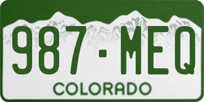 CO license plate 987MEQ
