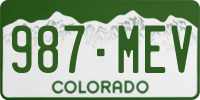 CO license plate 987MEV