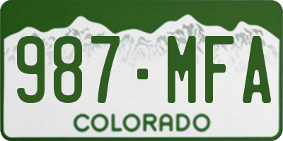 CO license plate 987MFA