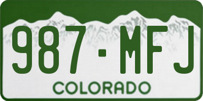 CO license plate 987MFJ