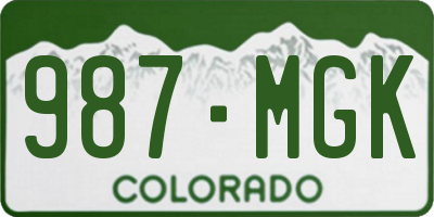 CO license plate 987MGK