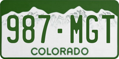 CO license plate 987MGT