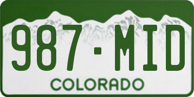 CO license plate 987MID