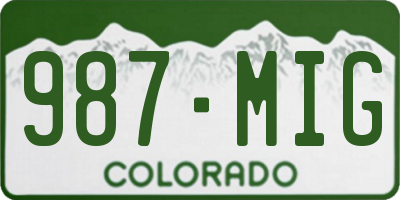 CO license plate 987MIG