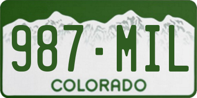CO license plate 987MIL