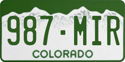 CO license plate 987MIR