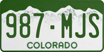 CO license plate 987MJS