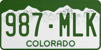 CO license plate 987MLK