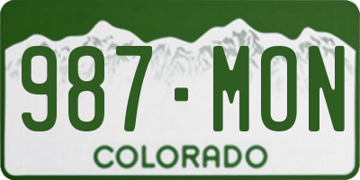 CO license plate 987MON
