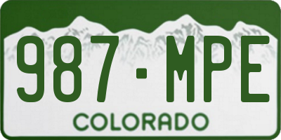 CO license plate 987MPE