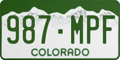 CO license plate 987MPF