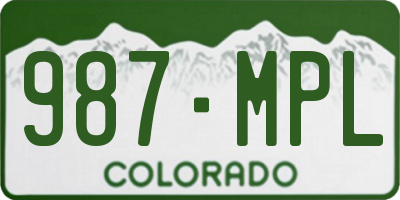CO license plate 987MPL