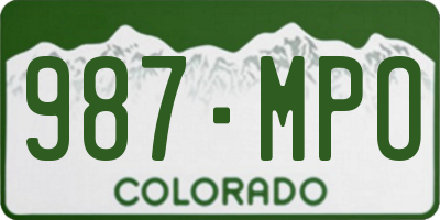 CO license plate 987MPO