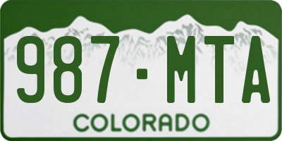 CO license plate 987MTA