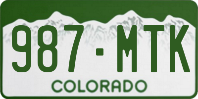 CO license plate 987MTK