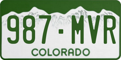 CO license plate 987MVR