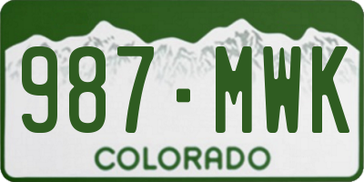 CO license plate 987MWK