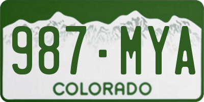 CO license plate 987MYA