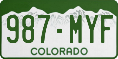 CO license plate 987MYF