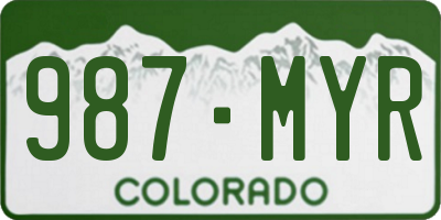 CO license plate 987MYR