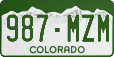 CO license plate 987MZM