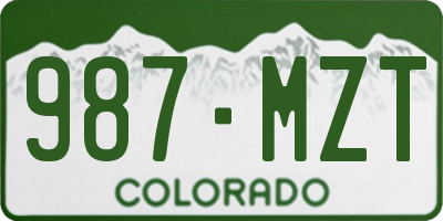 CO license plate 987MZT