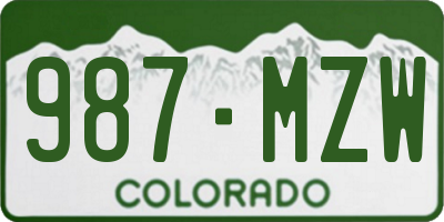 CO license plate 987MZW