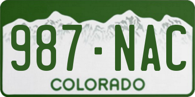 CO license plate 987NAC