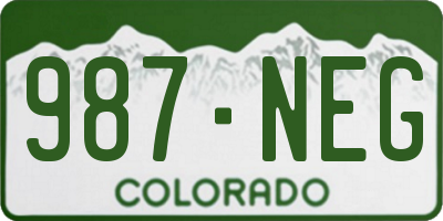 CO license plate 987NEG