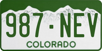 CO license plate 987NEV