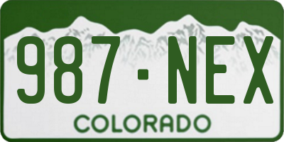 CO license plate 987NEX