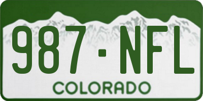 CO license plate 987NFL