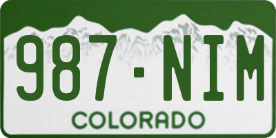 CO license plate 987NIM