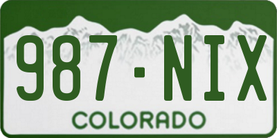 CO license plate 987NIX