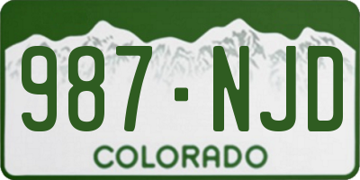 CO license plate 987NJD