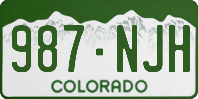 CO license plate 987NJH